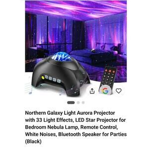 Northern Galaxy Light Aurora Projector with 33 Effects, Night Jet Black